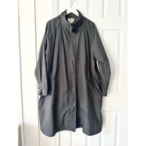 L.L Bean Black Women Plus Snap Button Raincoat Boxy Overcoat Missing Hood 3X